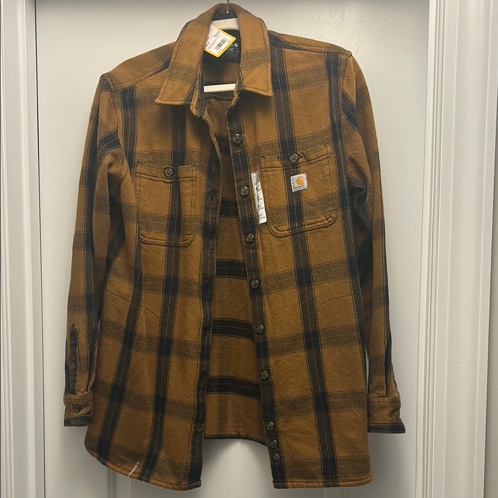 Carhartt Tan and Black Checkered Shirt